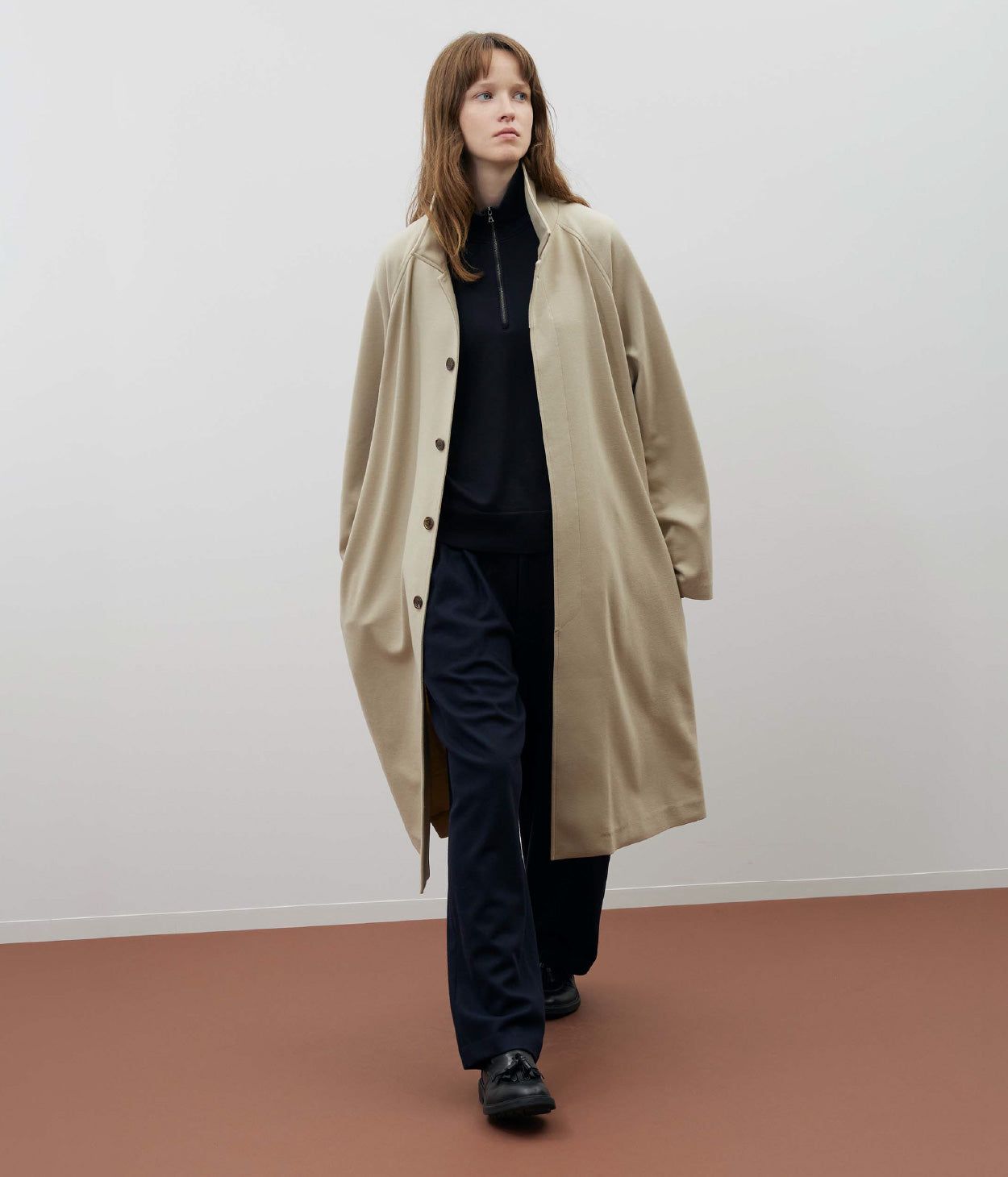 WOOLISH MILLED SMOOTH SOUTIEN COLLAR COAT