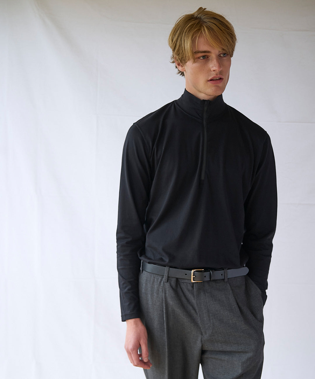 FYNELYNE engineered by LIFiLL / COTTONY LONG SLEEVE HALF ZIP